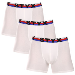 3PACK Boxers hombre Styx largo deportivo elástico blanco tricolor (3U2061)