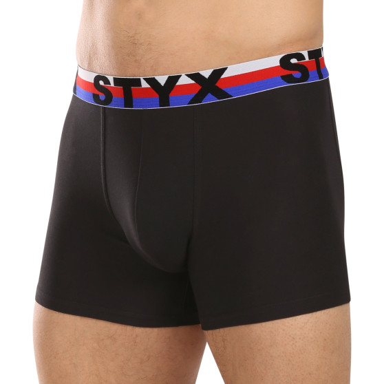 Boxers hombre Styx largo deportivo elástico negro tricolor (U1960)