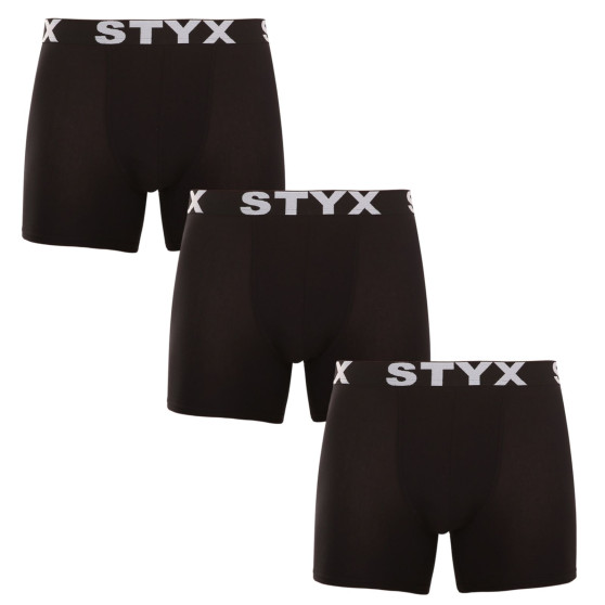 3PACK Boxers para hombre Styx long sport elastic negro (3U960)