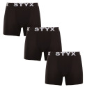 3PACK Boxers para hombre Styx long sport elastic negro (3U960)