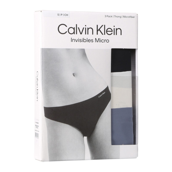 3PACK tanga de mujer Calvin Klein sin costuras multicolor (QD3558E-NP0)