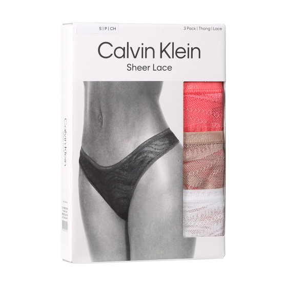 3PACK tanga de mujer Calvin Klein multicolor (QD5216E-NOX)