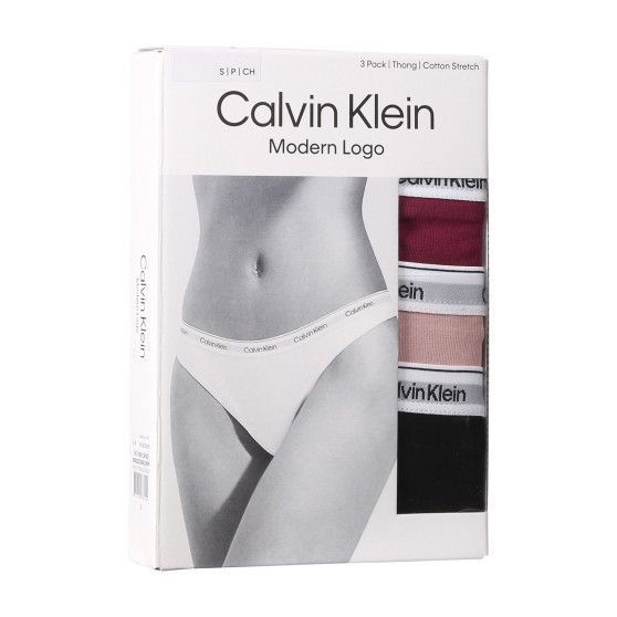 3PACK tanga de mujer Calvin Klein multicolor (QD5209E-NP6)