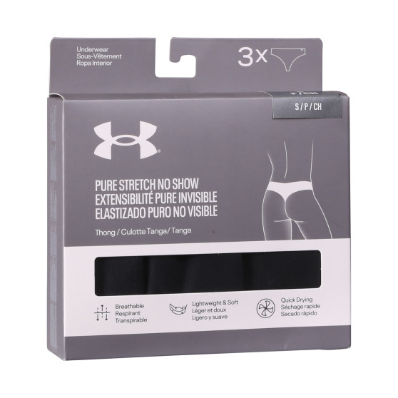 3PACK tanga de mujer Under Armour negro (1383893 001)