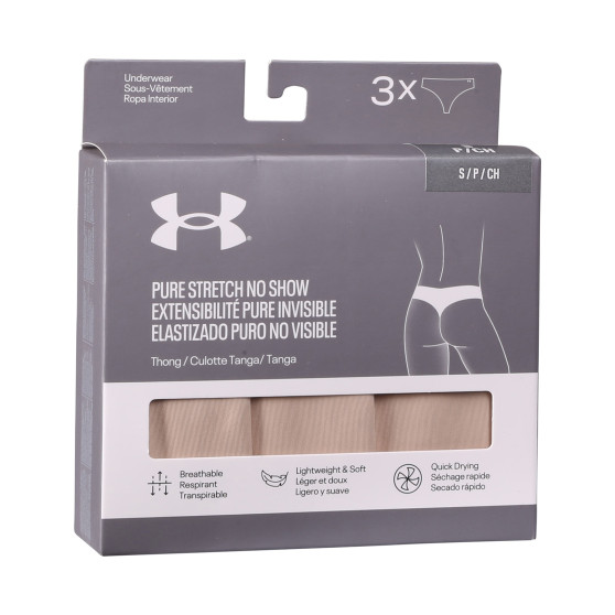 3PACK tanga de mujer Under Armour beige (1383893 500)