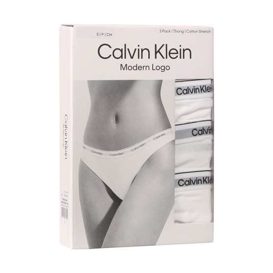 3PACK tanga para mujer Calvin Klein blanco (QD5209E-100)