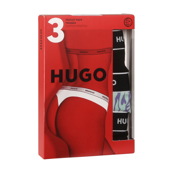 3PACK tanga de mujer HUGO multicolor (50480150 981)