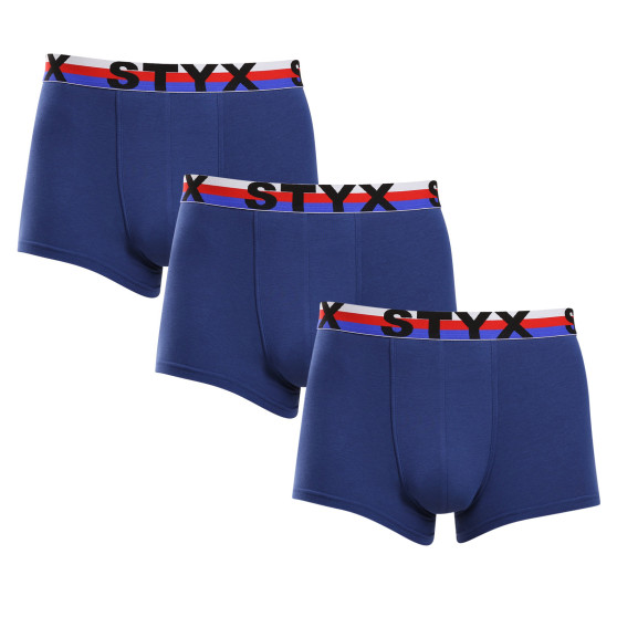 3PACK Styx calzoncillos bóxer hombre deportivos elásticos azul oscuro tricolor (3G1968)