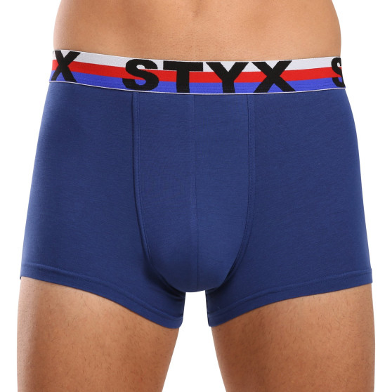 3PACK Styx calzoncillos bóxer hombre deportivos elásticos azul oscuro tricolor (3G1968)