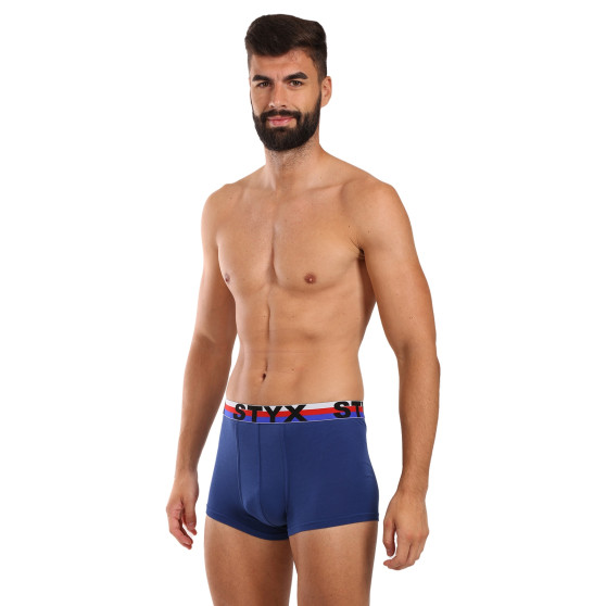 3PACK Styx calzoncillos bóxer hombre deportivos elásticos azul oscuro tricolor (3G1968)