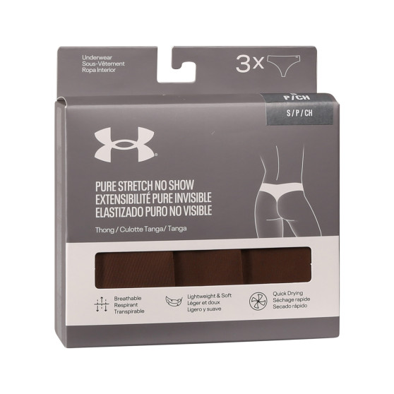 3PACK tanga de mujer Under Armour marrón (1383893 625)